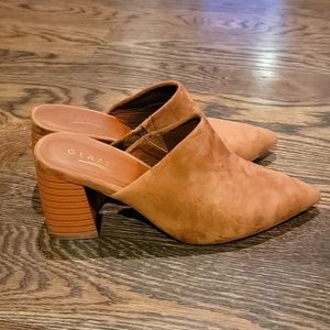 Women's Fashion Tan Suede Mules, size 7.5